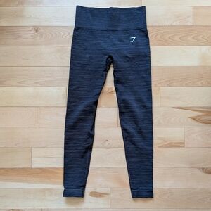 Gymshark Black Athletic Leggings with Heathered Waistband